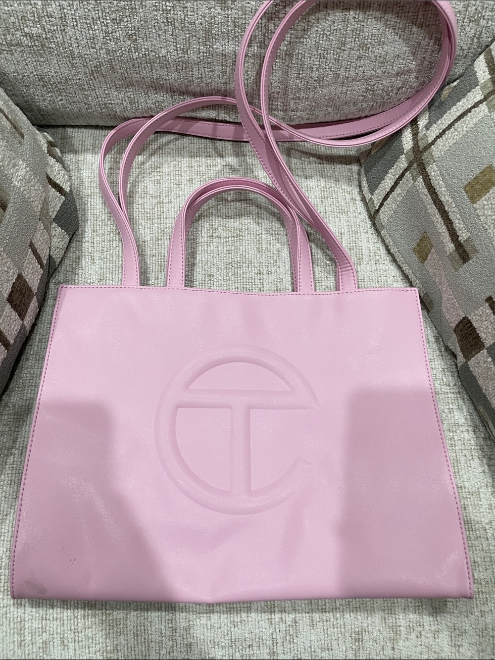 Telfar Bubblegum Pink Shopper Tote with Embossed Logo
